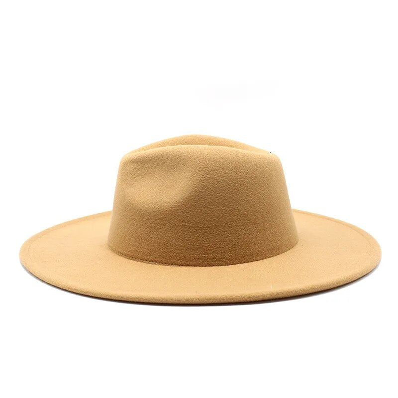 Sombrero fedora de ala ancha clásico sombrero de lana blanco negro hombres y