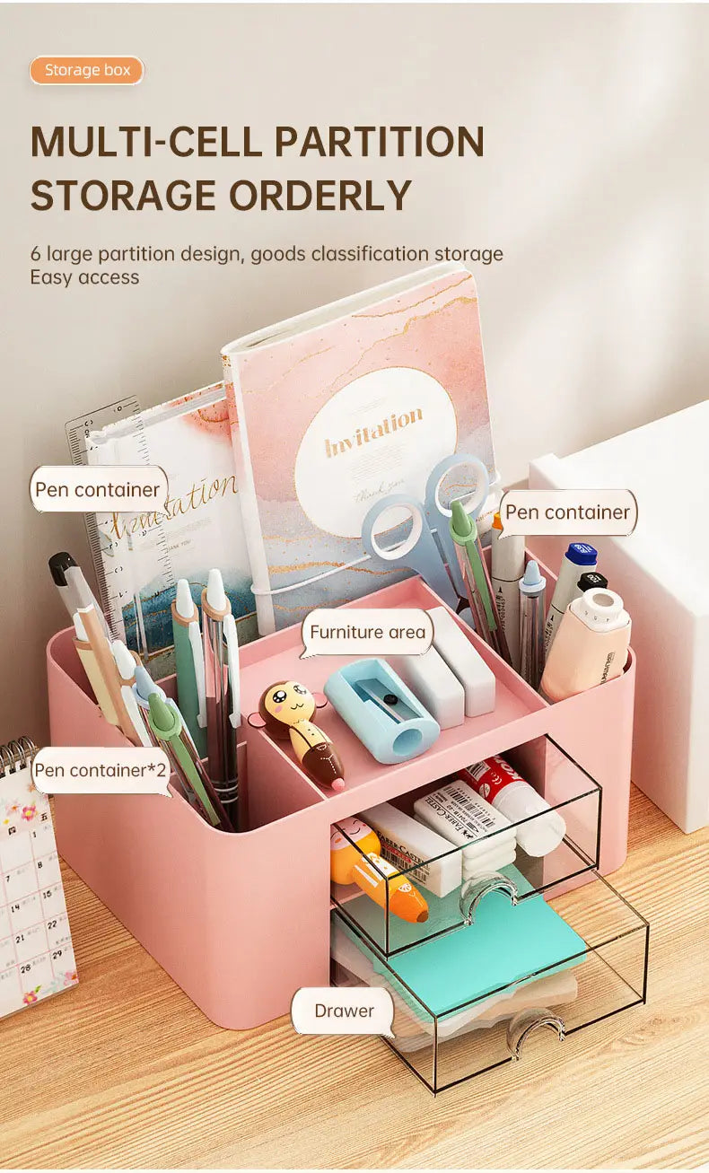 Plastic tabletop drawer brush box multi-grid collection