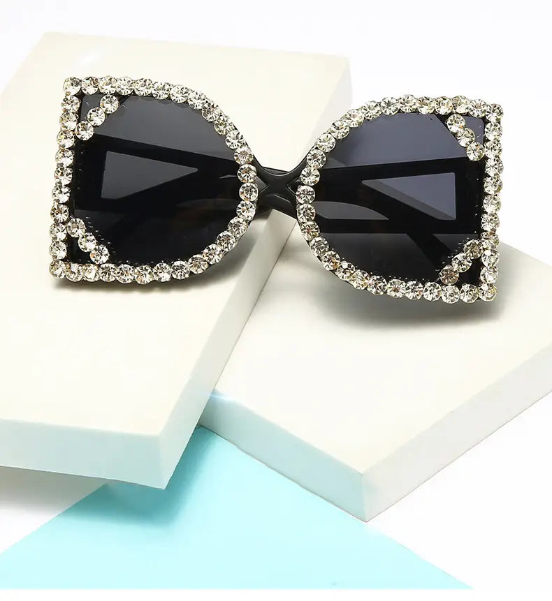 Women luxury diamond-studded sunglasses fashion d-shaped