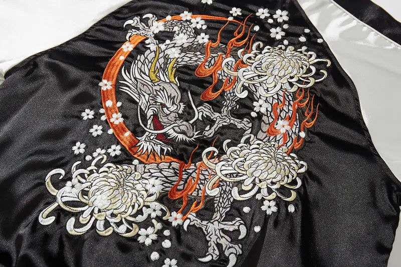 Unisex embroidered jacket for men and women wind god beast