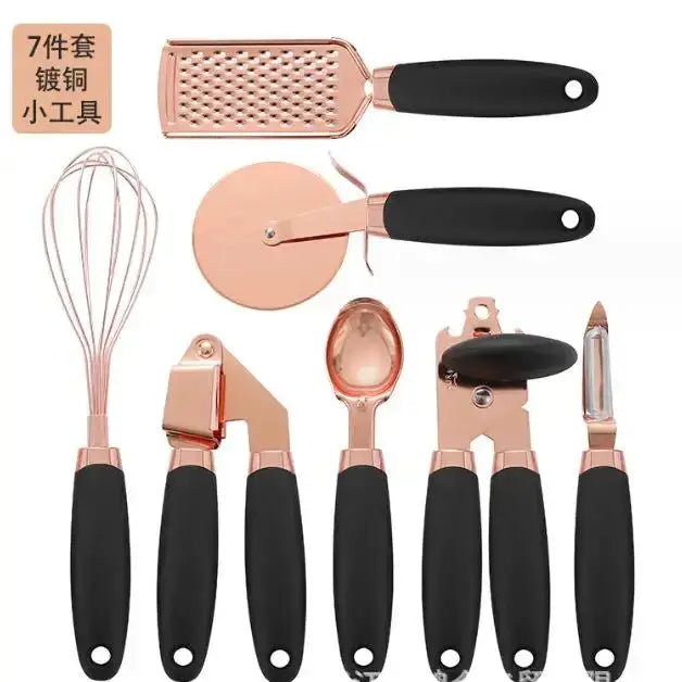 7 pcs kitchen gadget set copper coated stainless steel utensils with Nexellus