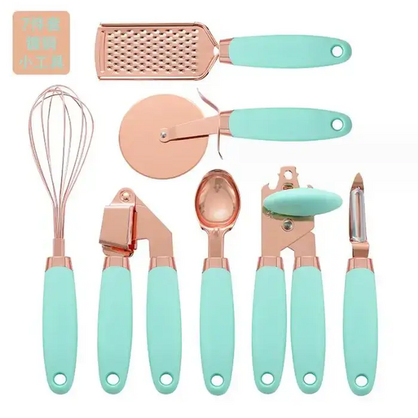 7 pcs kitchen gadget set copper coated stainless steel utensils with Nexellus