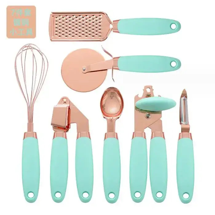 7 pcs kitchen gadget set copper coated stainless steel utensils with Nexellus