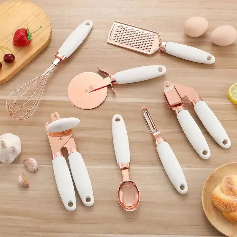 7 pcs kitchen gadget set copper coated stainless steel utensils with Nexellus