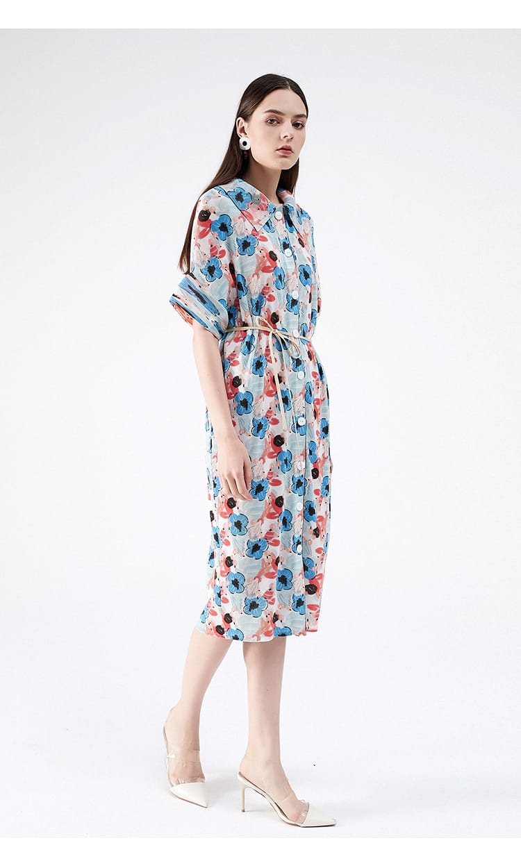 Miyake robe à fleurs plissée printemps été cardigan femmes