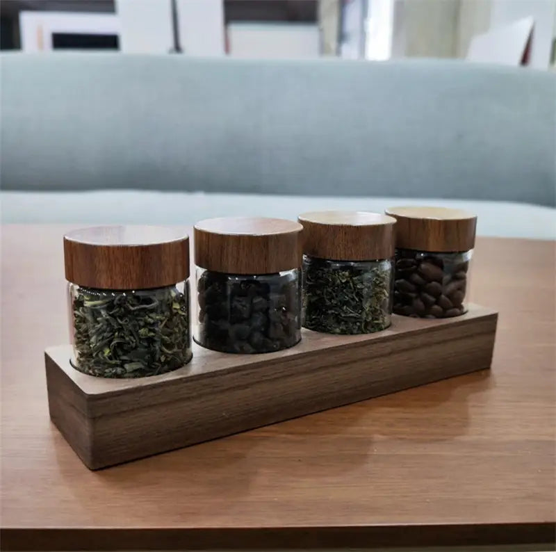 Small tea can coffee bean storage can display glass sealed