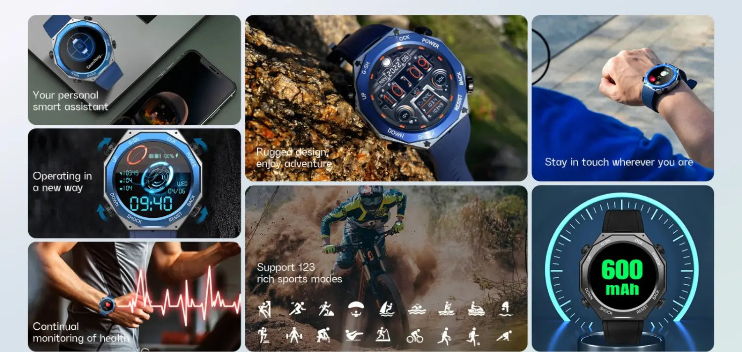 M1 rugged sports smart watch 1.45 inch 600mah outdoor sports