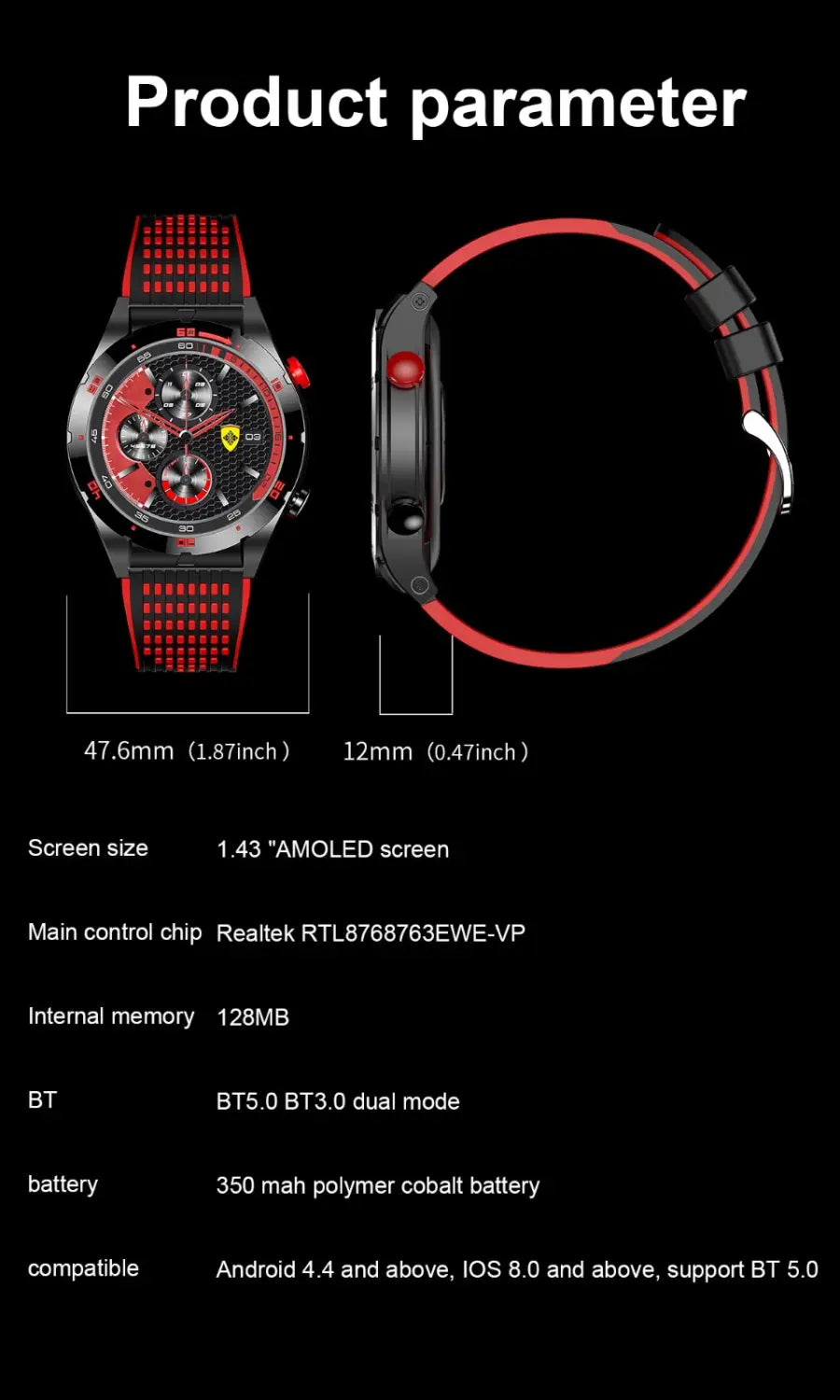 Ex102 smart watch double starry sky sports strap for men