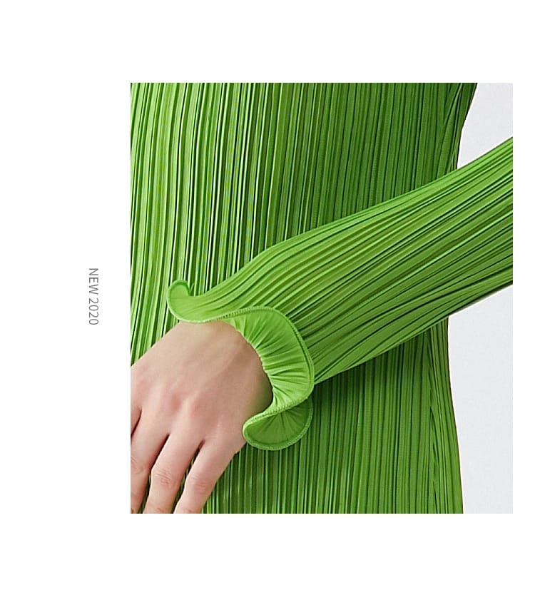 Miyake plisada primavera otoño falda verde conjuntos de dos piezas