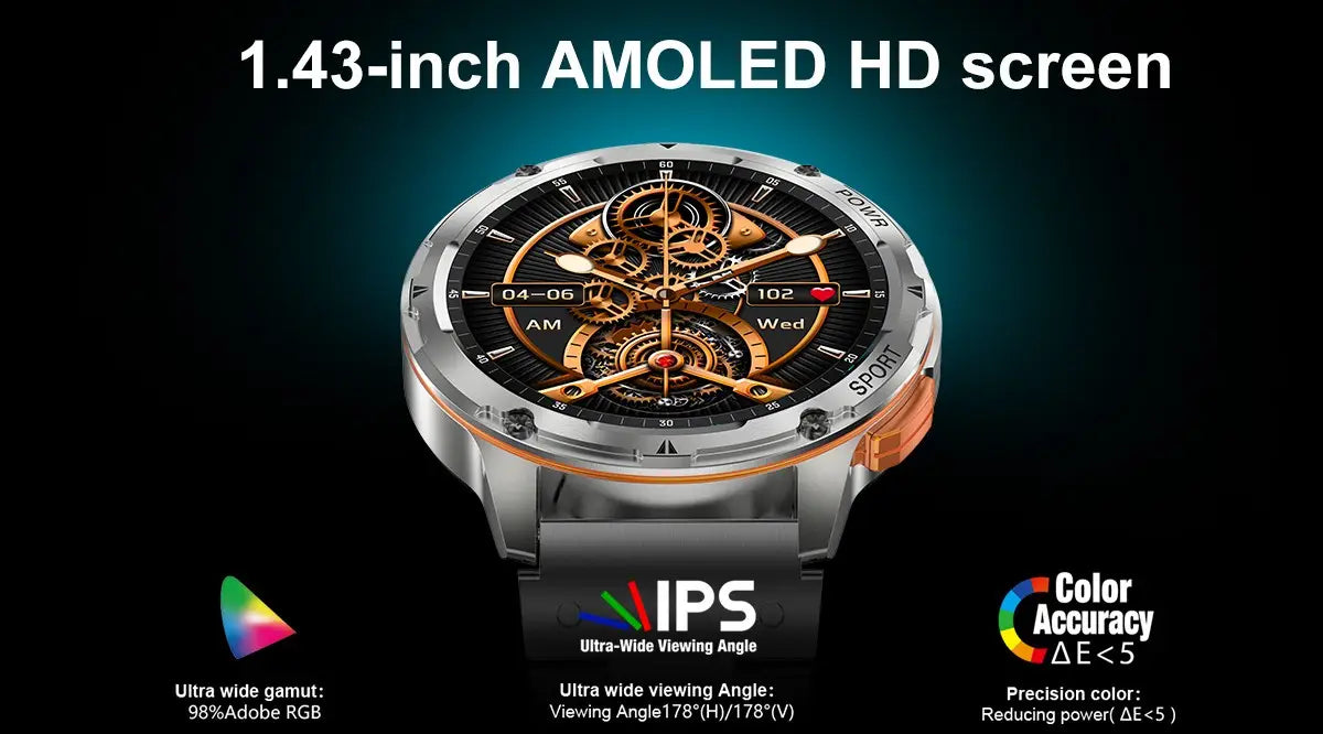 Ak59 smart watch hd amloed screen heart rate blood pressure