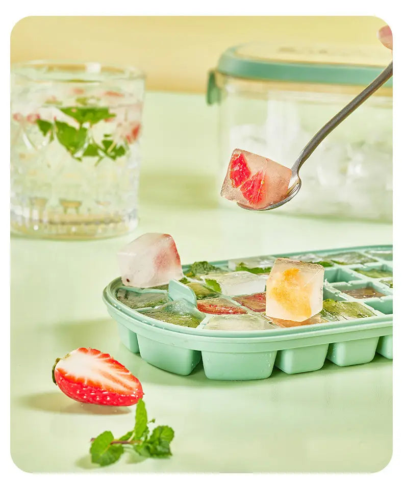 Press type silicone ice cube maker 2 in 1 ice cube mould ice