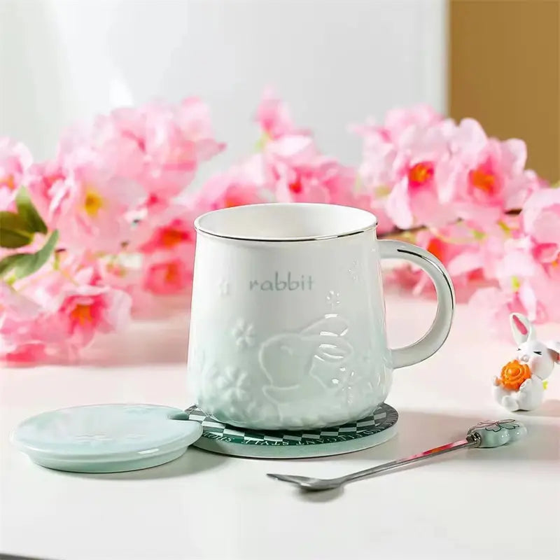 Year of the rabbit cherry mug ceramic cup coffee cup