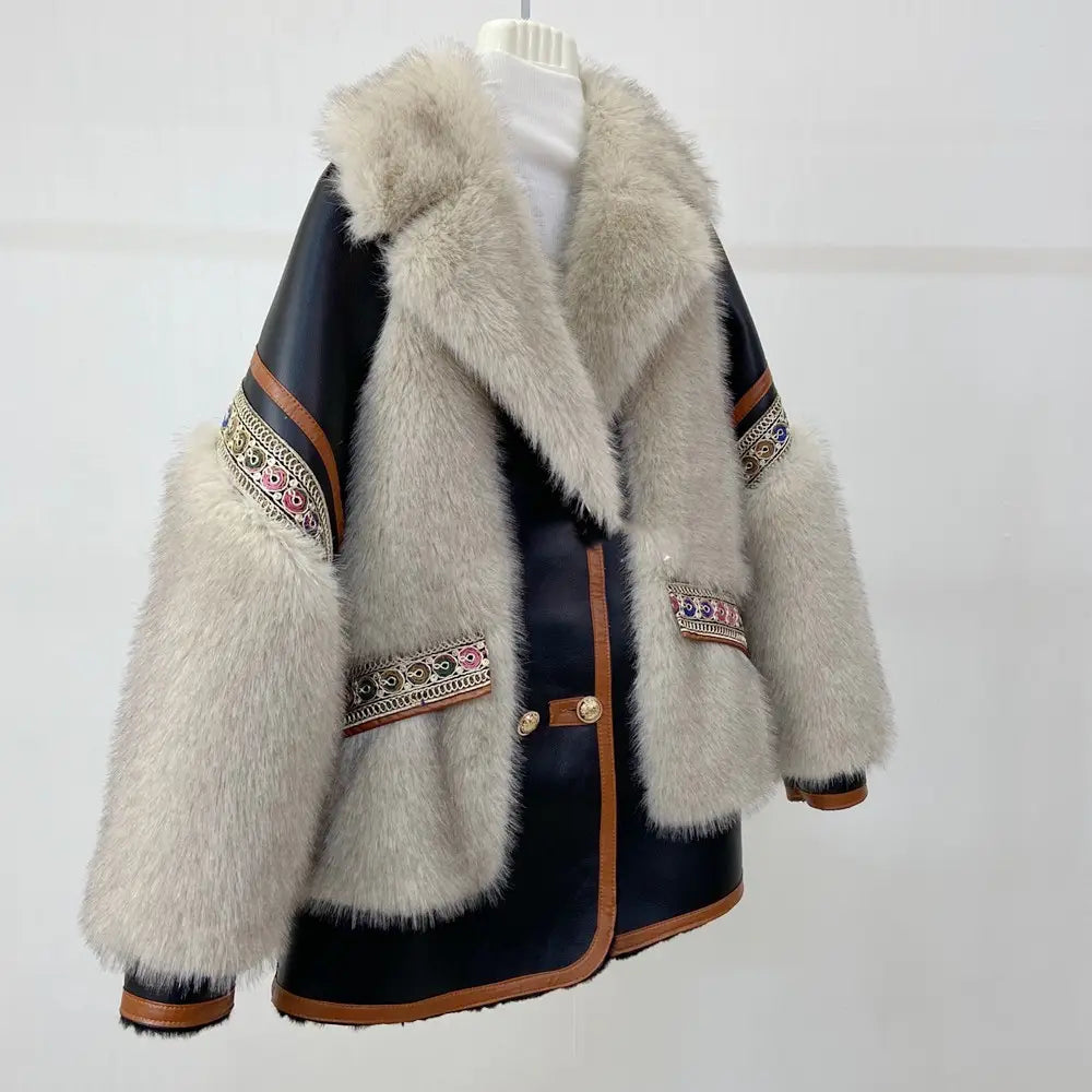 Faux fur jacket women’s temperament jacket