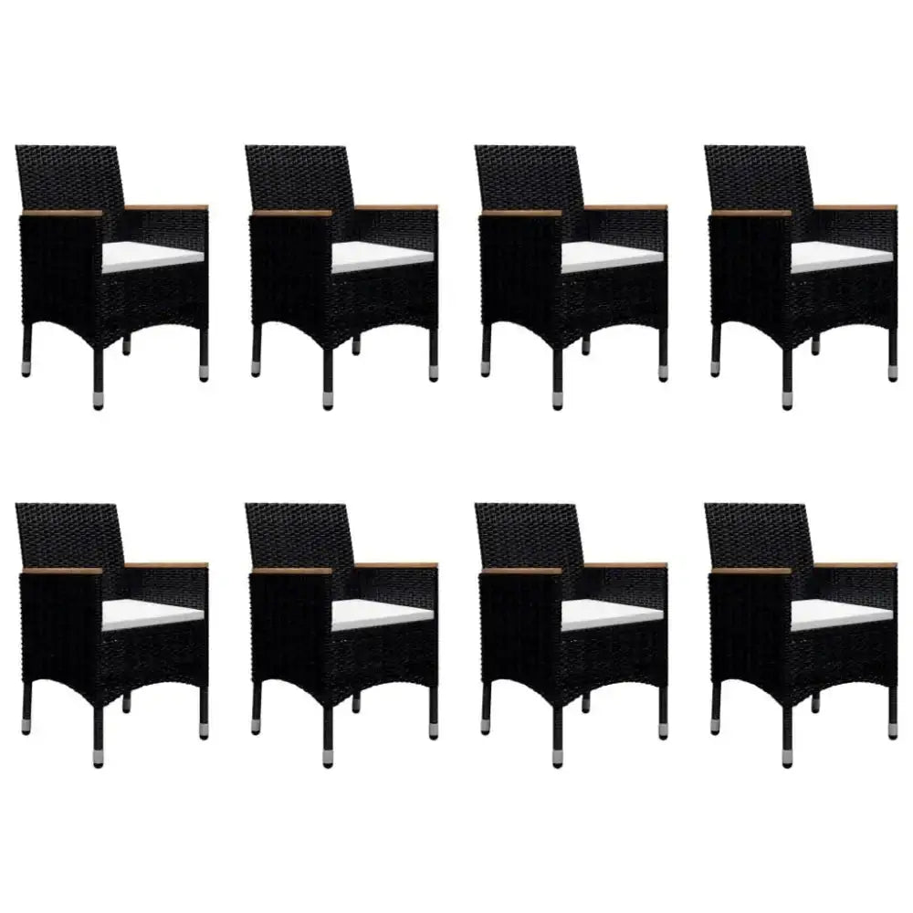 9 piece garden dining set poly rattan and solid wood black Nexellus