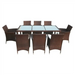 9 piece outdoor dining set with cushions poly rattan brown Nexellus