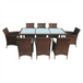 9 piece outdoor dining set with cushions poly rattan brown Nexellus