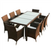 9 piece outdoor dining set with cushions poly rattan brown Nexellus