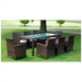 9 piece outdoor dining set with cushions poly rattan brown Nexellus