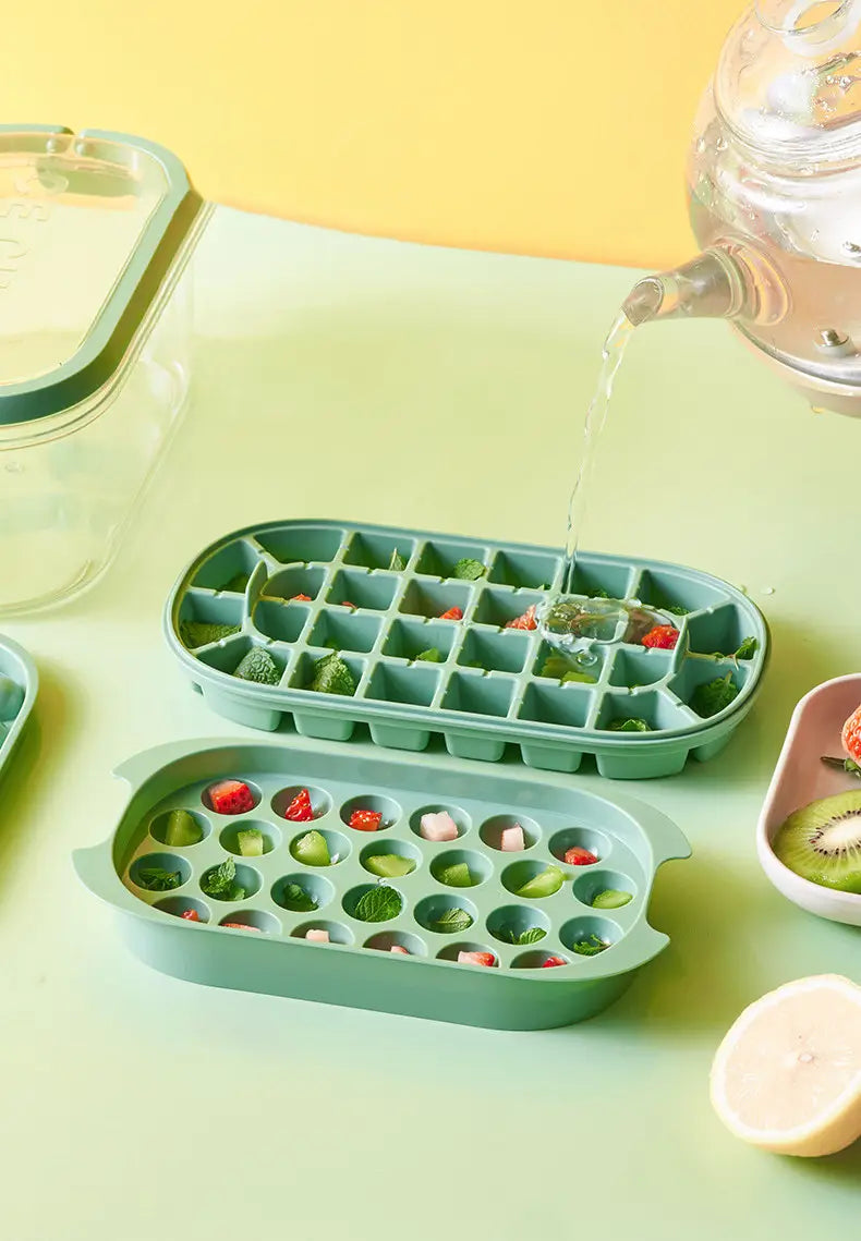 Press type silicone ice cube maker 2 in 1 ice cube mould ice