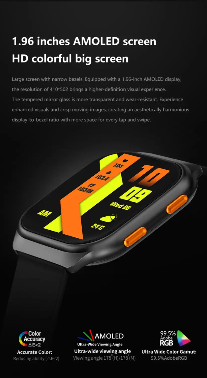 Fw16e smart watch amoled screen mini health monitoring