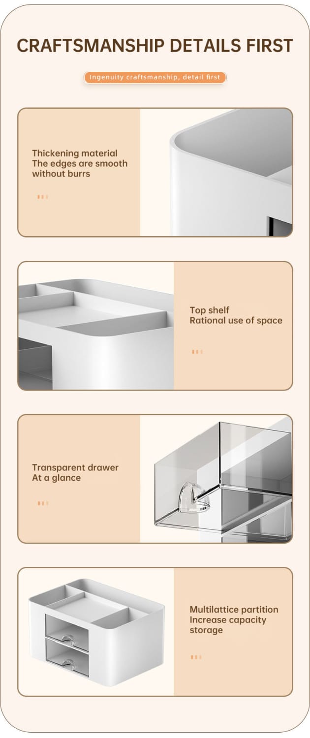 Plastic tabletop drawer brush box multi-grid collection