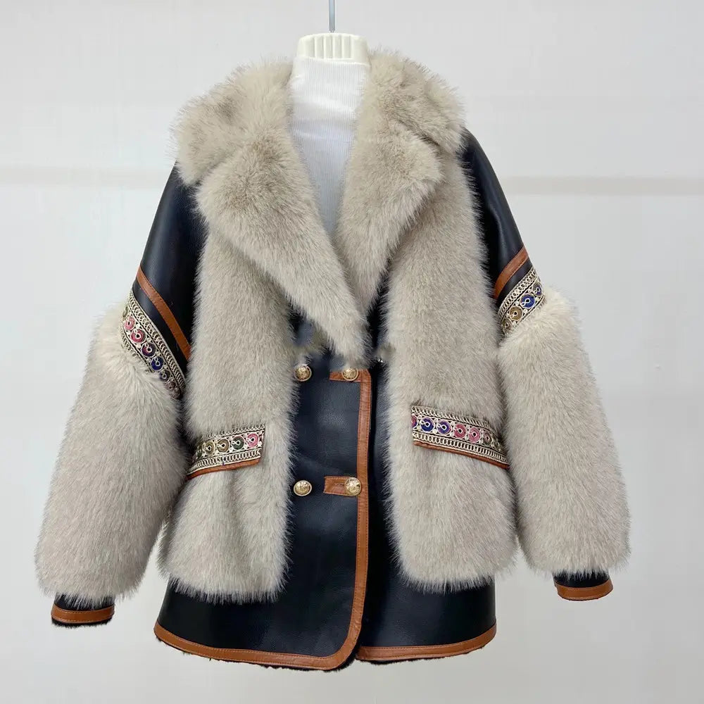 Faux fur jacket women’s temperament jacket