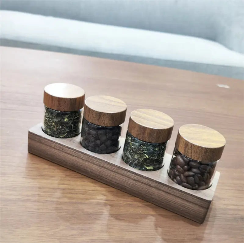 Small tea can coffee bean storage can display glass sealed