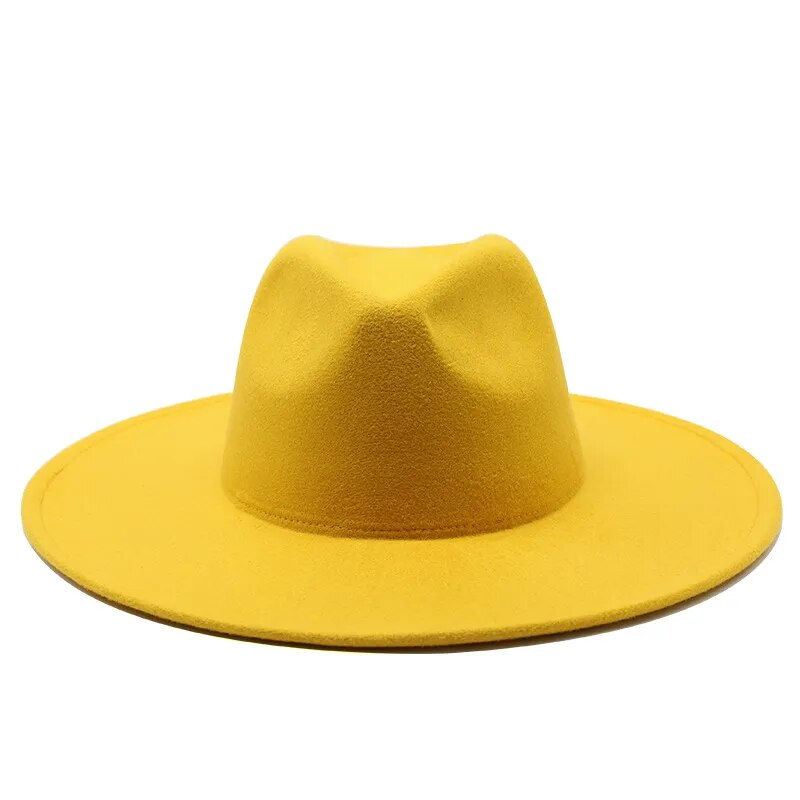 Sombrero fedora de ala ancha clásico sombrero de lana blanco negro hombres y