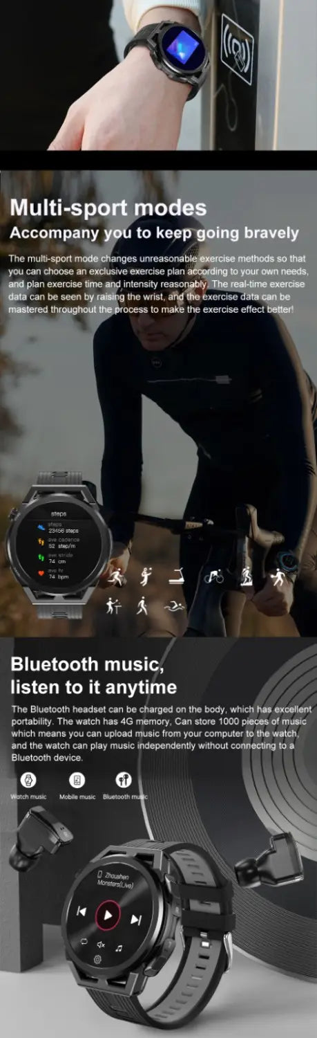 N18 smart watch tws two in one bluetooth local playback nfc