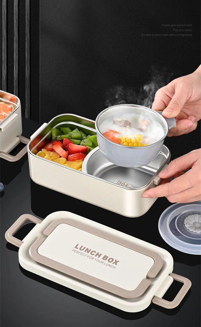 Double-layer water-free thermal insulation lunch box lunch