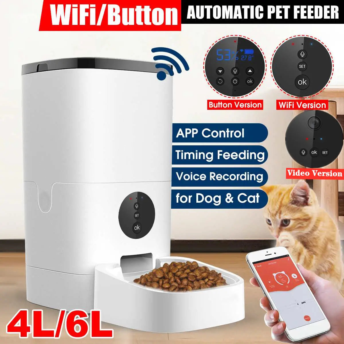 Remote monitoring automatic feeder cat dog food intelligent