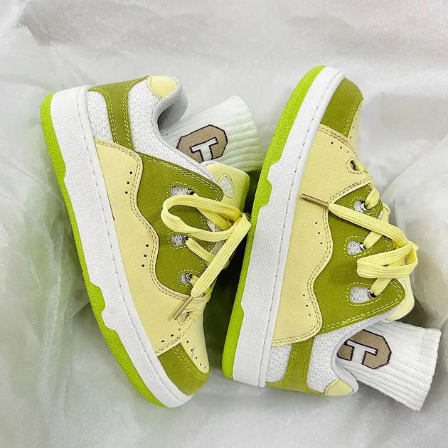 Bread shoes yellow, green and white color matching retro dopamine men Nexellus