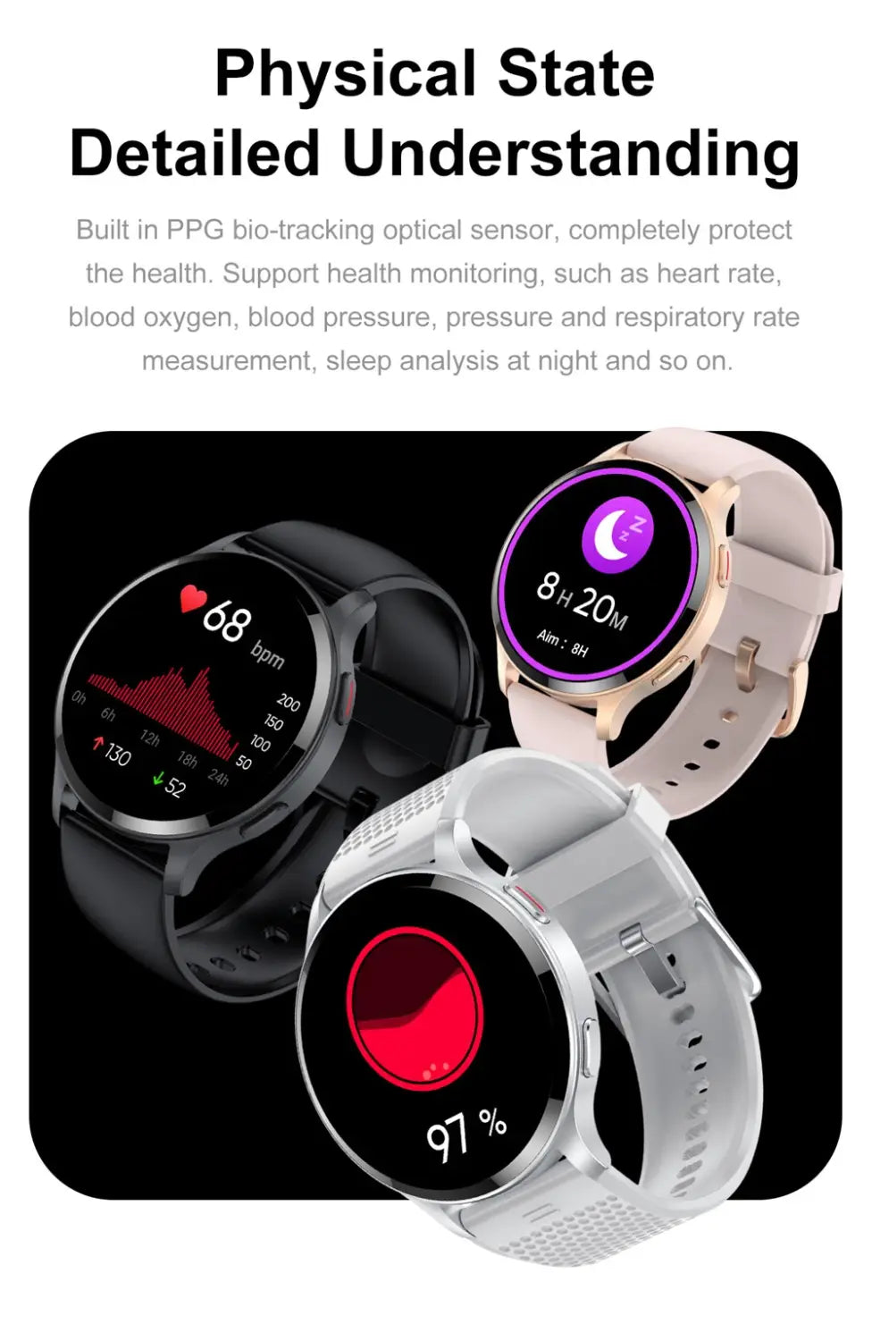 Men and women waterproof bluetooth call smart watch heart