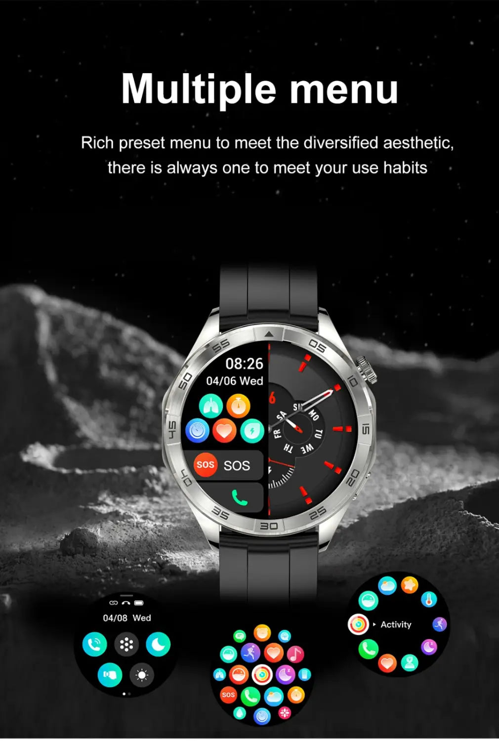 Ex105 smart watch encoder wireless charging payment function