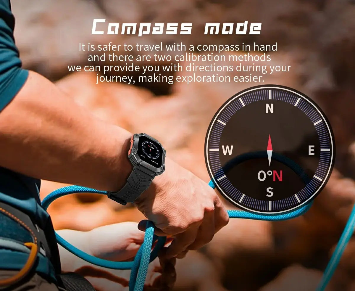 Kr80 bluetooth hd voice call smart watch compass heart rate