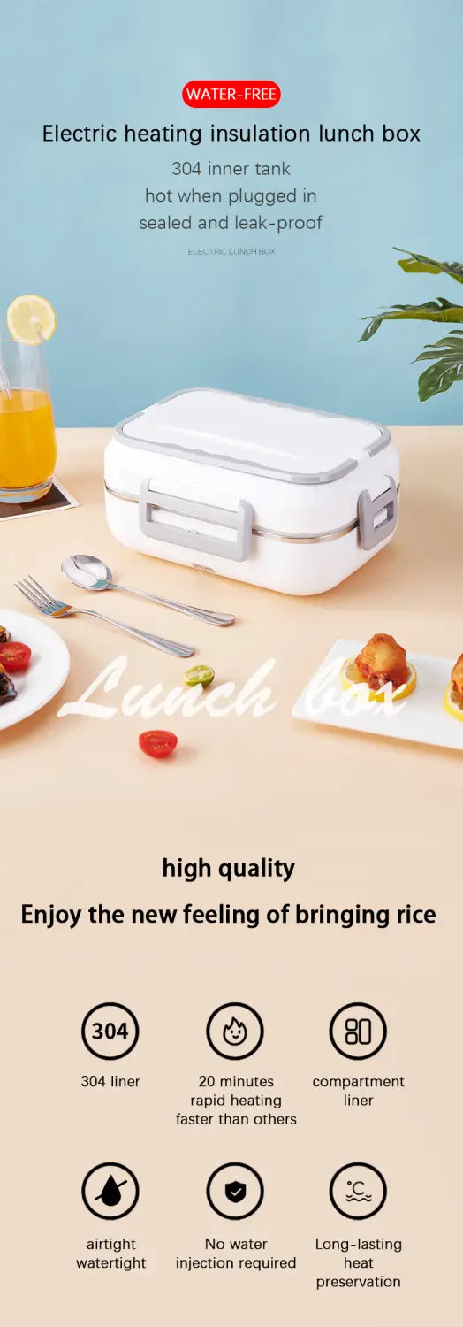 Chauffe-boîte à lunch portable en acier inoxydable de 1,5 l pour les voyages et