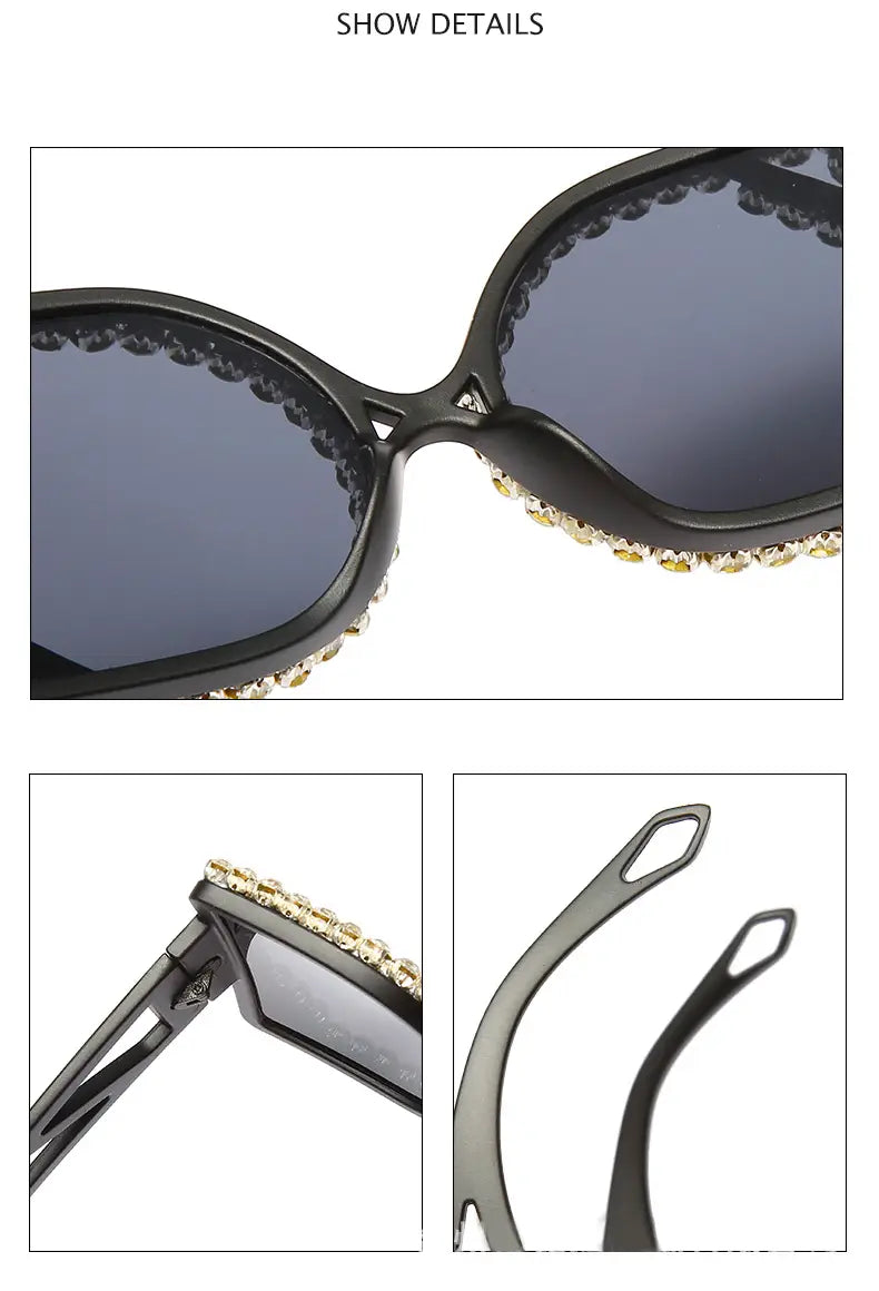 Women luxury diamond-studded sunglasses fashion d-shaped