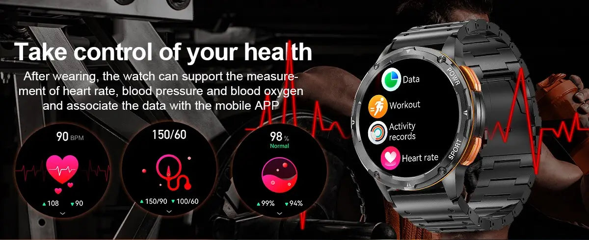 Ak59 smart watch hd amloed screen heart rate blood pressure