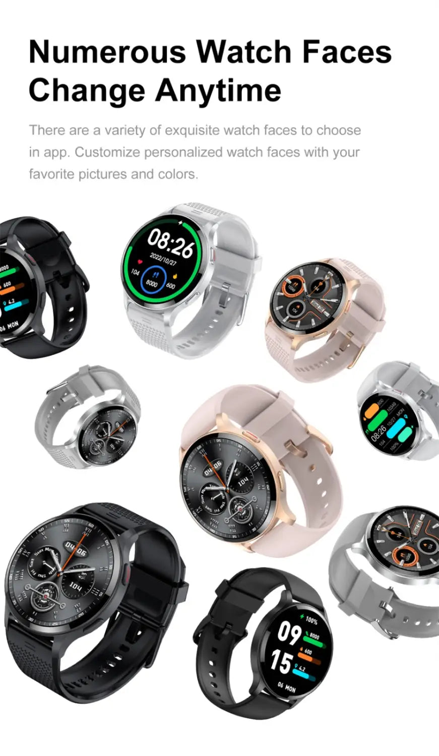 Men and women waterproof bluetooth call smart watch heart