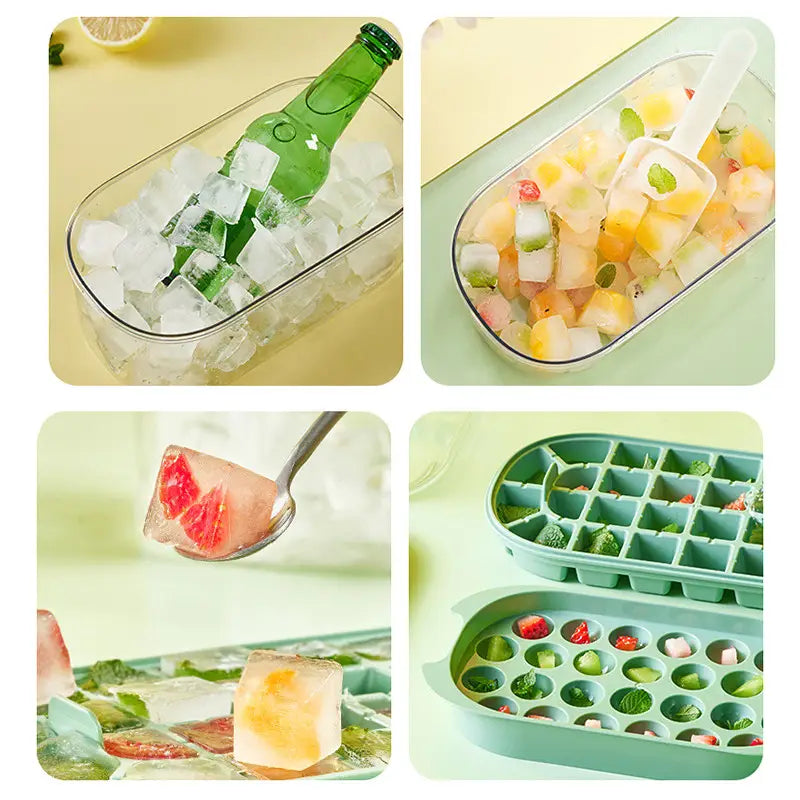 Press type silicone ice cube maker 2 in 1 ice cube mould ice