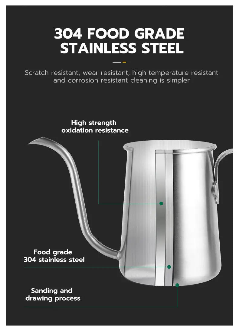 Wooden handle stainless steel coffee hand brew pot 650ml