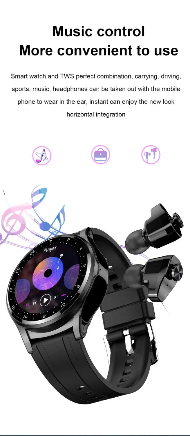 New gt66 smart watch tws bluetooth headset 2 in1 multi sport