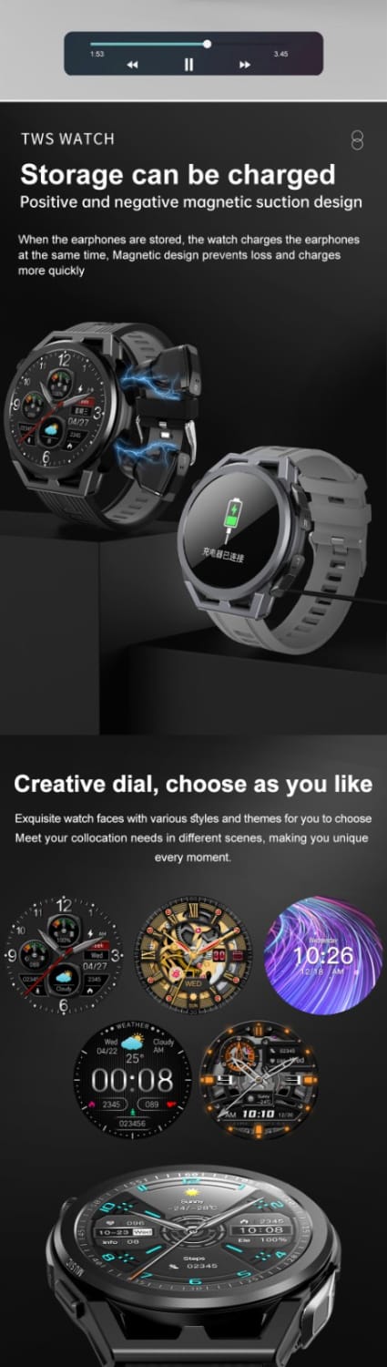 N18 smart watch tws two in one bluetooth local playback nfc