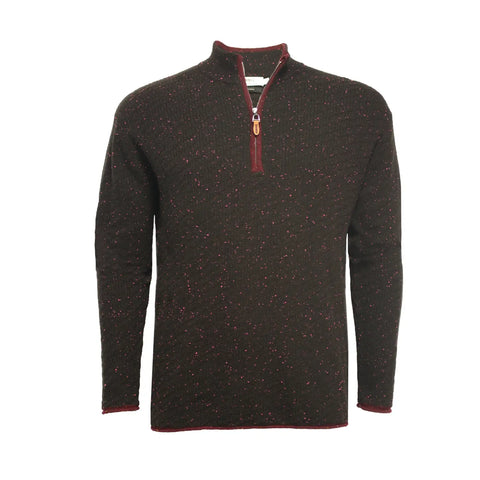 Jersey Cashmere Cuello Cremallera Donegal Negro Rojo