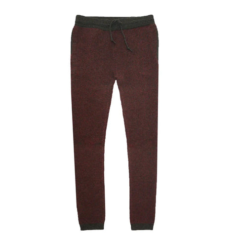 Pantalon lounge en cachemire Bombo Rayure diagonale rouge