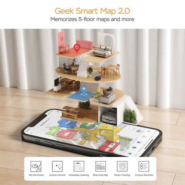 Geek smart l7 robot vacuum cleaner and mop, lds navigation, wi-fi Nexellus