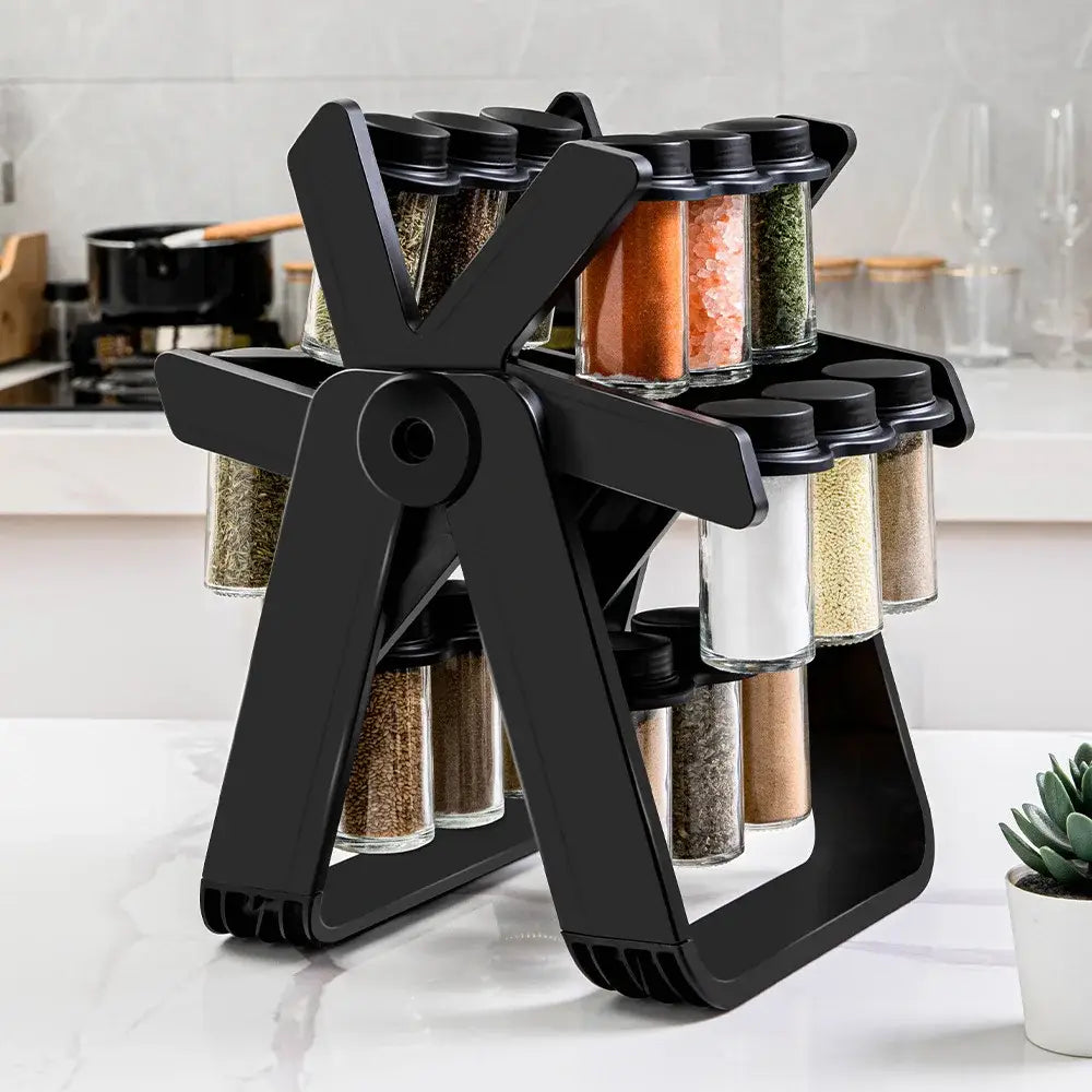 18 Cans Rotating Ferris Wheel Spice Condiment Glass Seasoning Rack Set Estante De Cocina