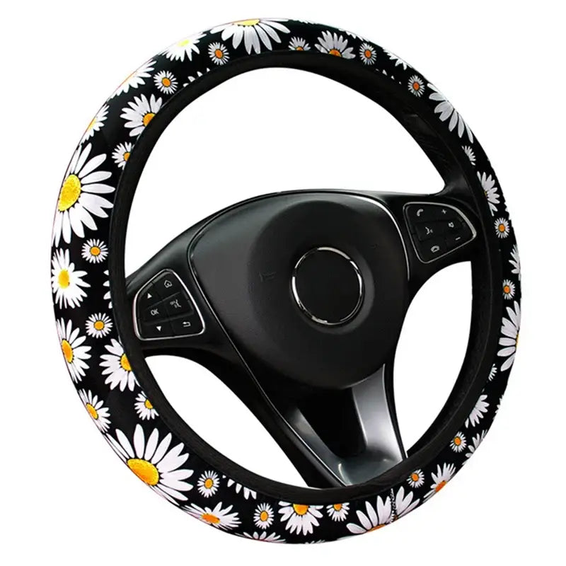 Cute daisy flower car interior decoration knitted steering