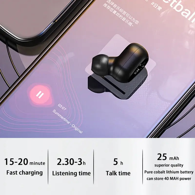 Invisible ture wireless earphone noise cancelling bluetooth