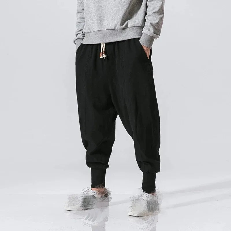 Men solid elastic waist streetwear jogger